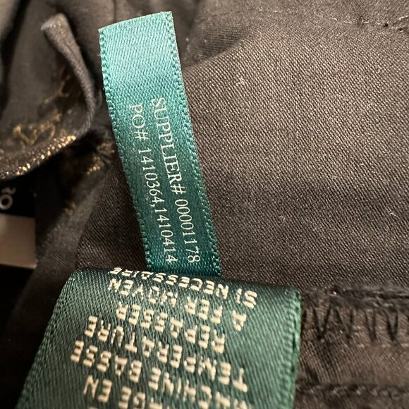 LAUREN Ralph Lauren Black/Gold Metallic Damask Style Print Jeans NWOT Size 4 - Picture 9 of 10